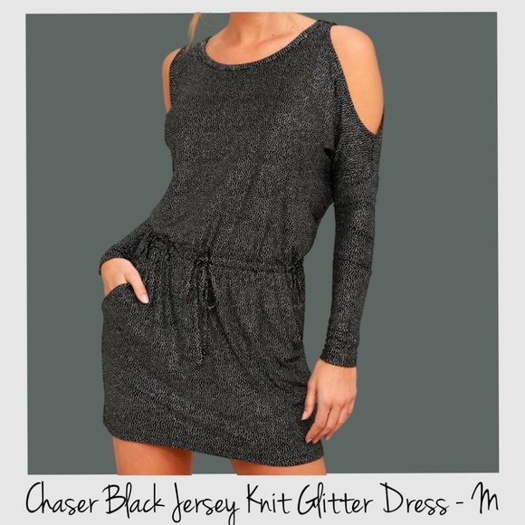 Chaser Dresses & Skirts - Chaser Glitter Jersey Black and Silver NWT M